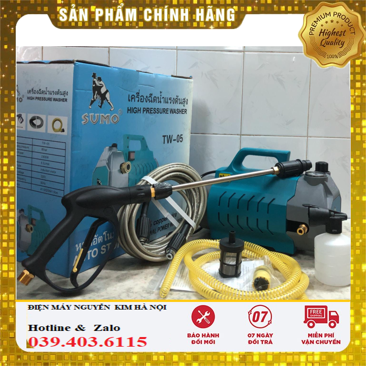 Máy rửa xe có chỉnh áp SUMO moter đồng 100% công suất 2300W thích hợp rửa xe gia đình, vệ sinh máy lạnh