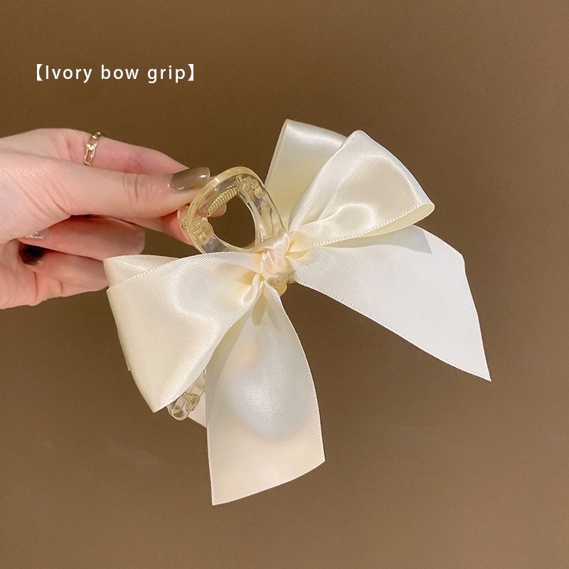 Kẹp tóc càng cua Hàn Quốc đính nơ lụa đơn giản, phụ kiện tóc dễ thương cho nữ BOT DORIS