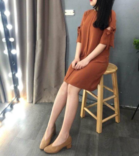 [HCM]Đầm cam đất xếp li (kèm hình thật)