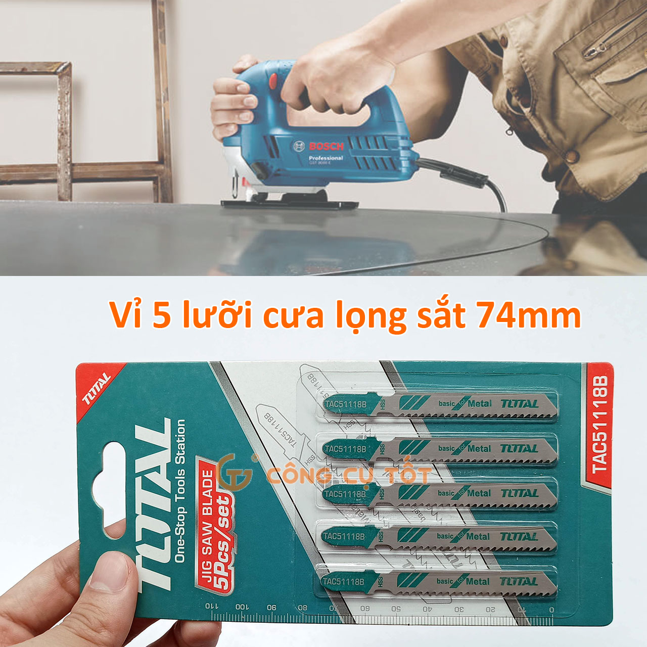 Bộ 5 lưỡi cưa lọng cưa sắt 50mm Total TAC51118B