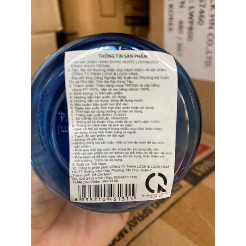 Bình đựng nước nhựa Tritan LOCK&LOCK - 400mL(ABF612) / 500mL(ABF613) -