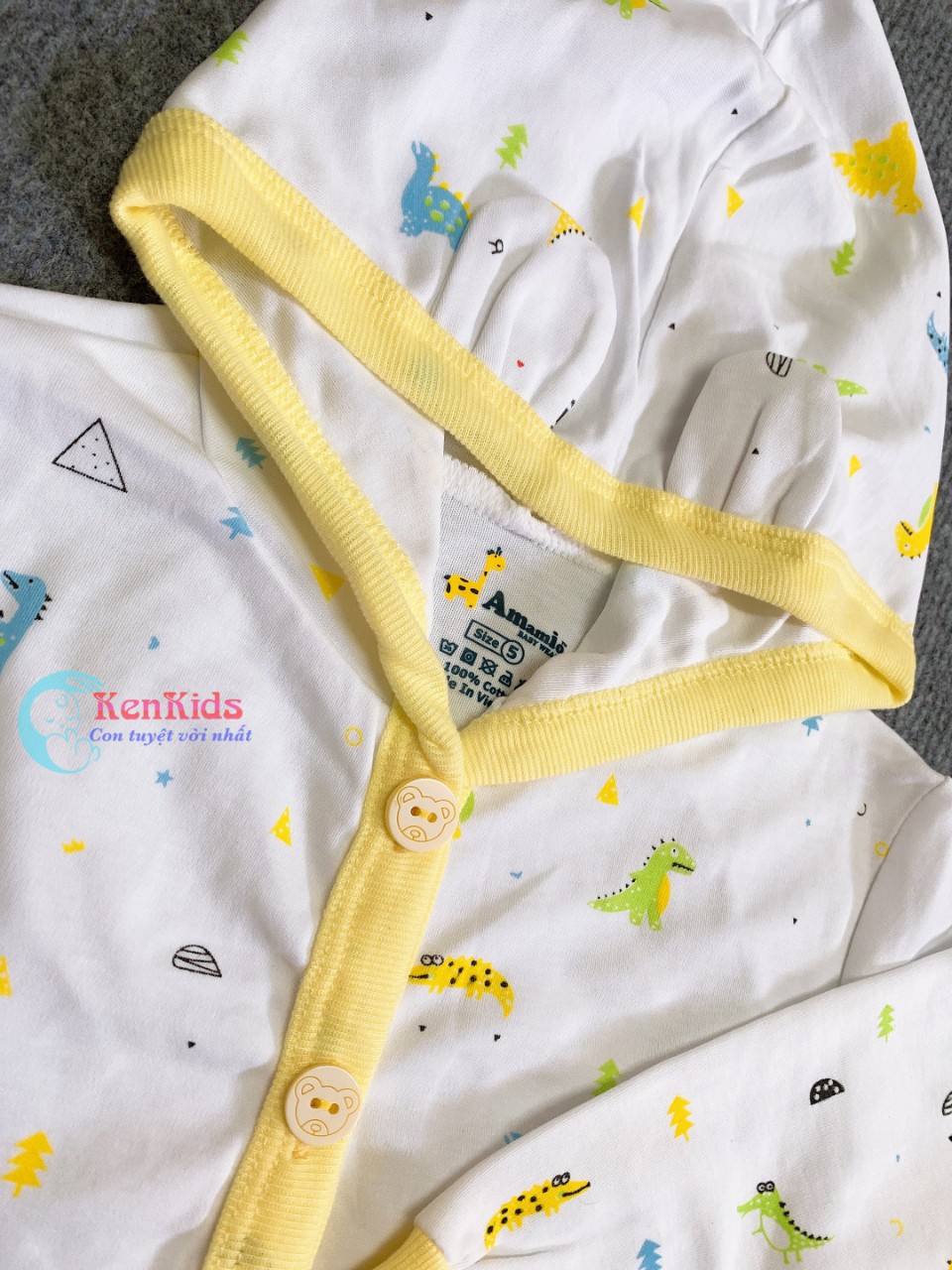 (3-16kg) Áo khoác nón họa tiết - thun cotton cho bé