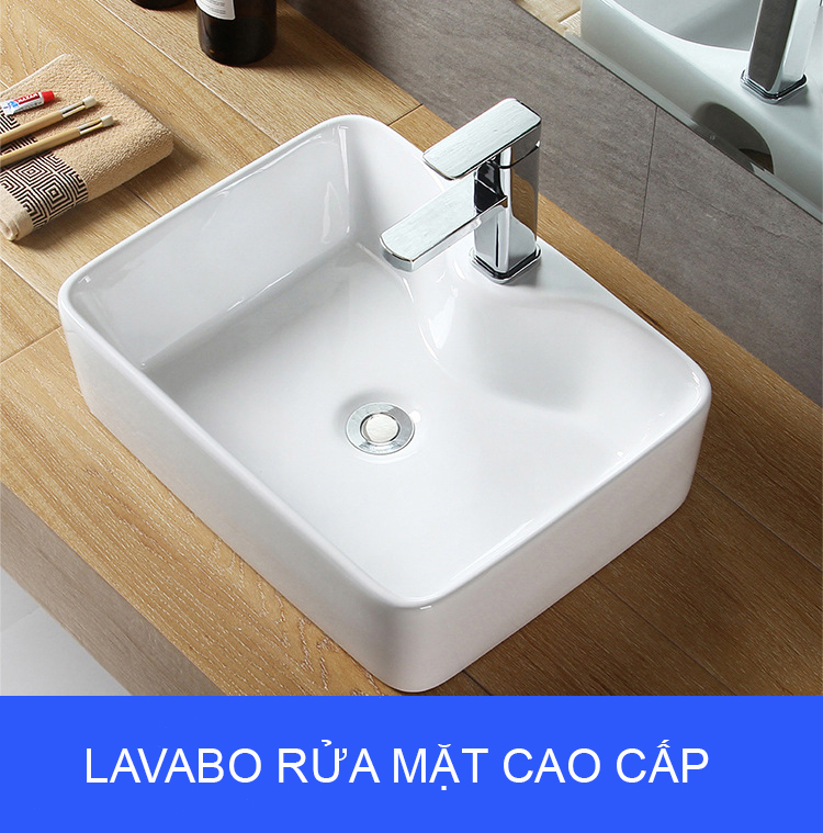 Chậu lavabo vuông cao cấp
