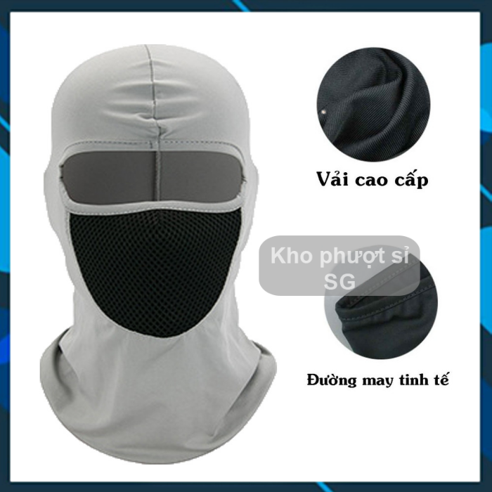 Khăn trùm đầu chống nắng nam ninja Ari cao cấp điều hòa - Mũ trùm đầu nam đi phượt lưới x2 chống bụi, chống tia UV dùng fullface