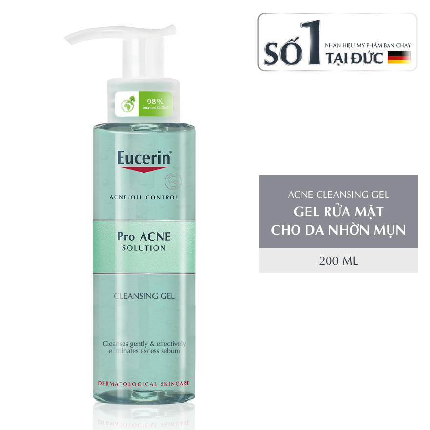 [HCM]EUCERIN GEL RỬA MẶT DÀNH CHO DA NHỜN MỤN EUCERIN PROACNE CLEASING 200ML
