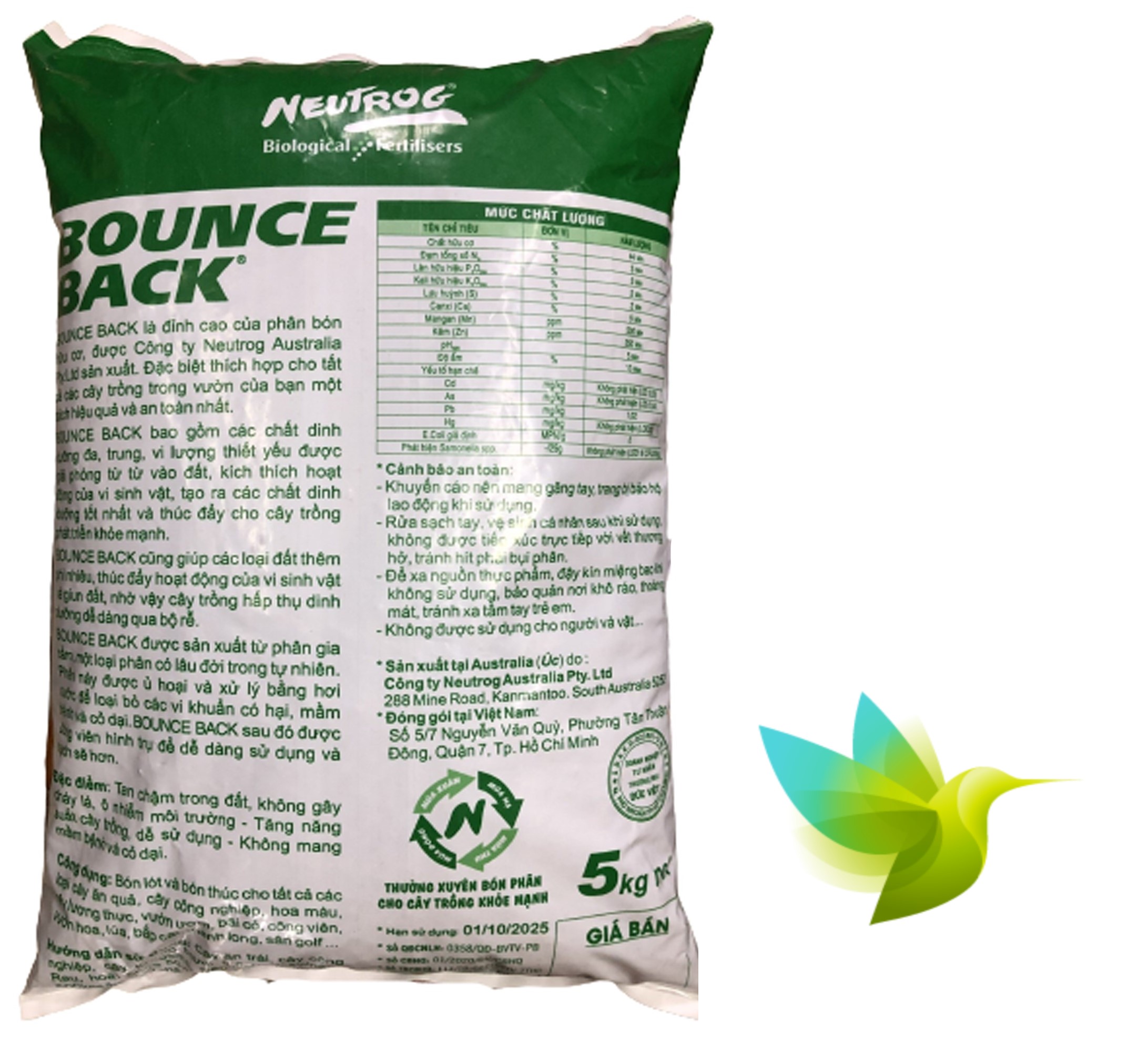 Phân Hữu Cơ Đậm Đặc Dạng Viên Bounce Back - #151A# 5kg