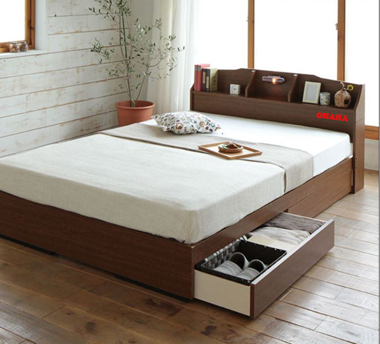 Giường ngủ gỗ công nghiệp cao cấp ohaha - gc035 - brown bed
