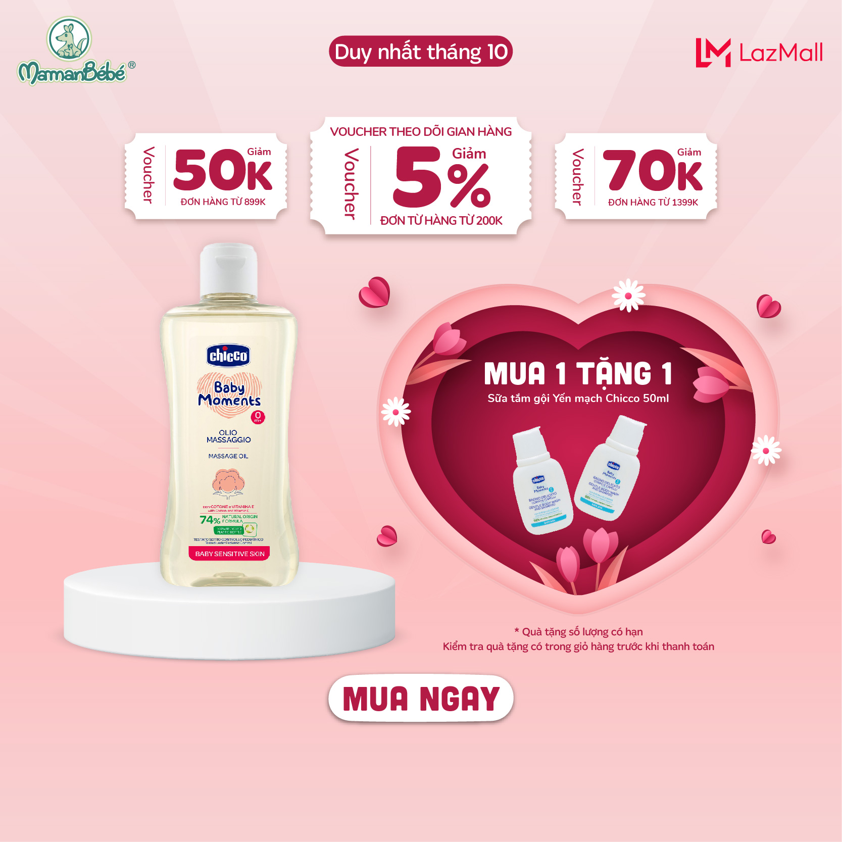 Dầu mát-xa chiết xuất Hạt bông Chicco 0M+ 200ml