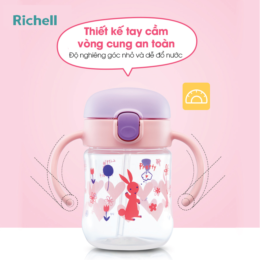 CỐC TẬP UỐNG 2IN1 T.L.I RICHELL (HỒNG)