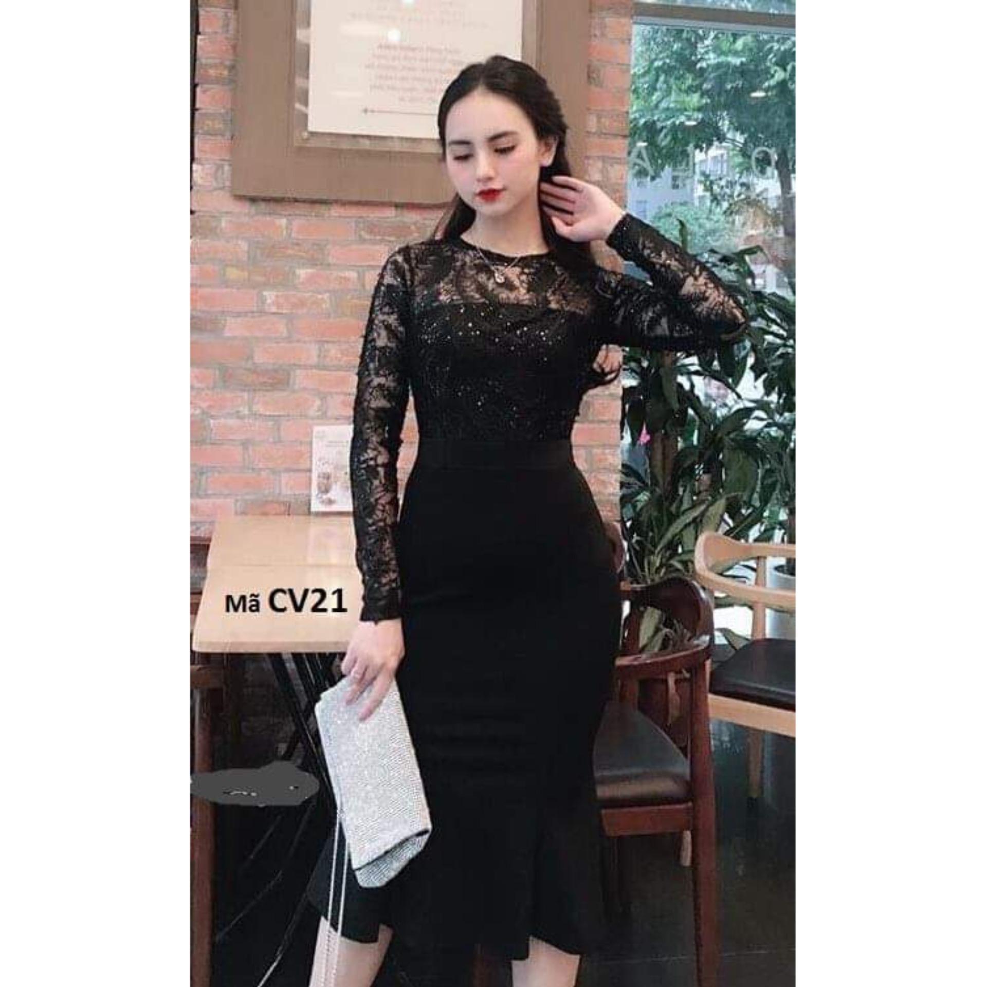 Đầm body ren lông vũ đuôi cá