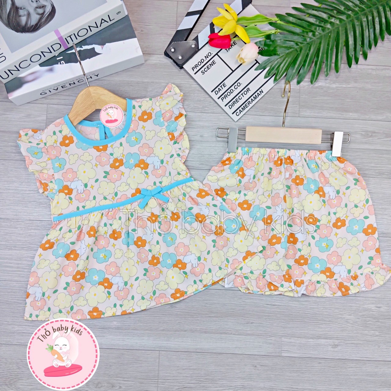 Bộ tole đùi, bộ lanh đùi bé gái, bộ lanh tay ngắn bé gái thỏ baby kids