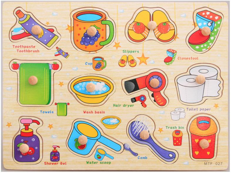 [HCM]Bảng Núm Gỗ Xếp Hình Chủ Đề Đồ Dùng Giúp Bé Học Tiếng Anh Gỗ Ván Dày Cao CấpHình Mẫu ĐẹpĐầy Màu SắcAn Toàn Cho Bé