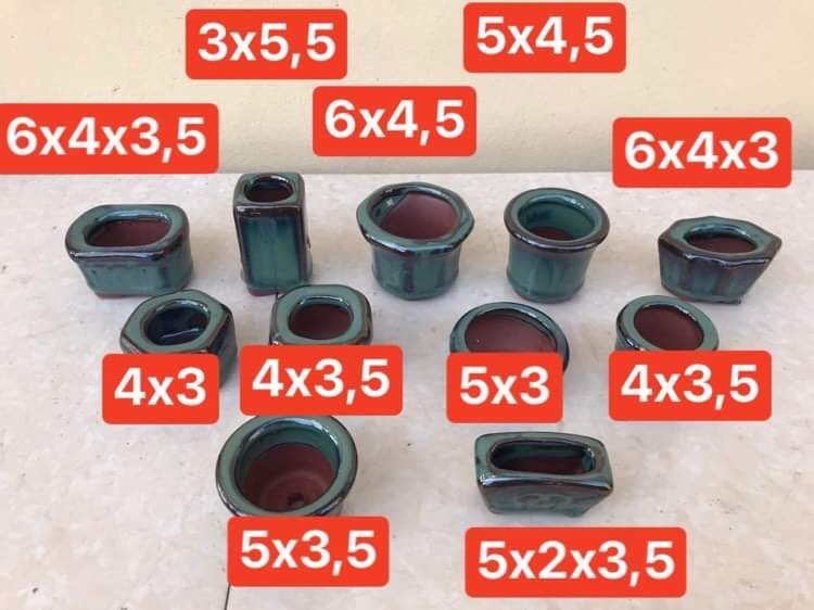 Combo 11 chậu siêu mini men hỏa biến gốm bát tràng