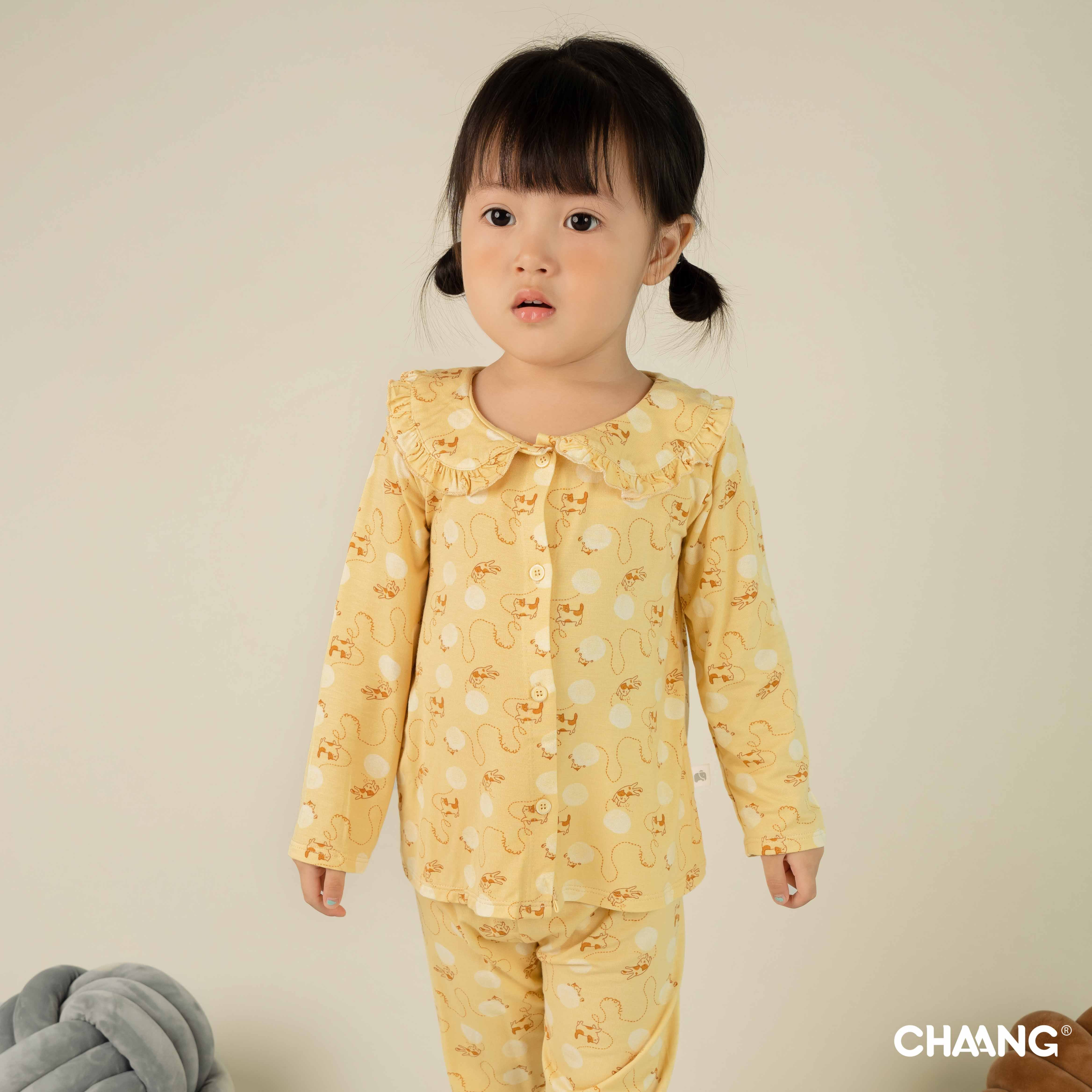 [CHAANG] Bộ dài cúc giữa cổ sen Mèo Chaang