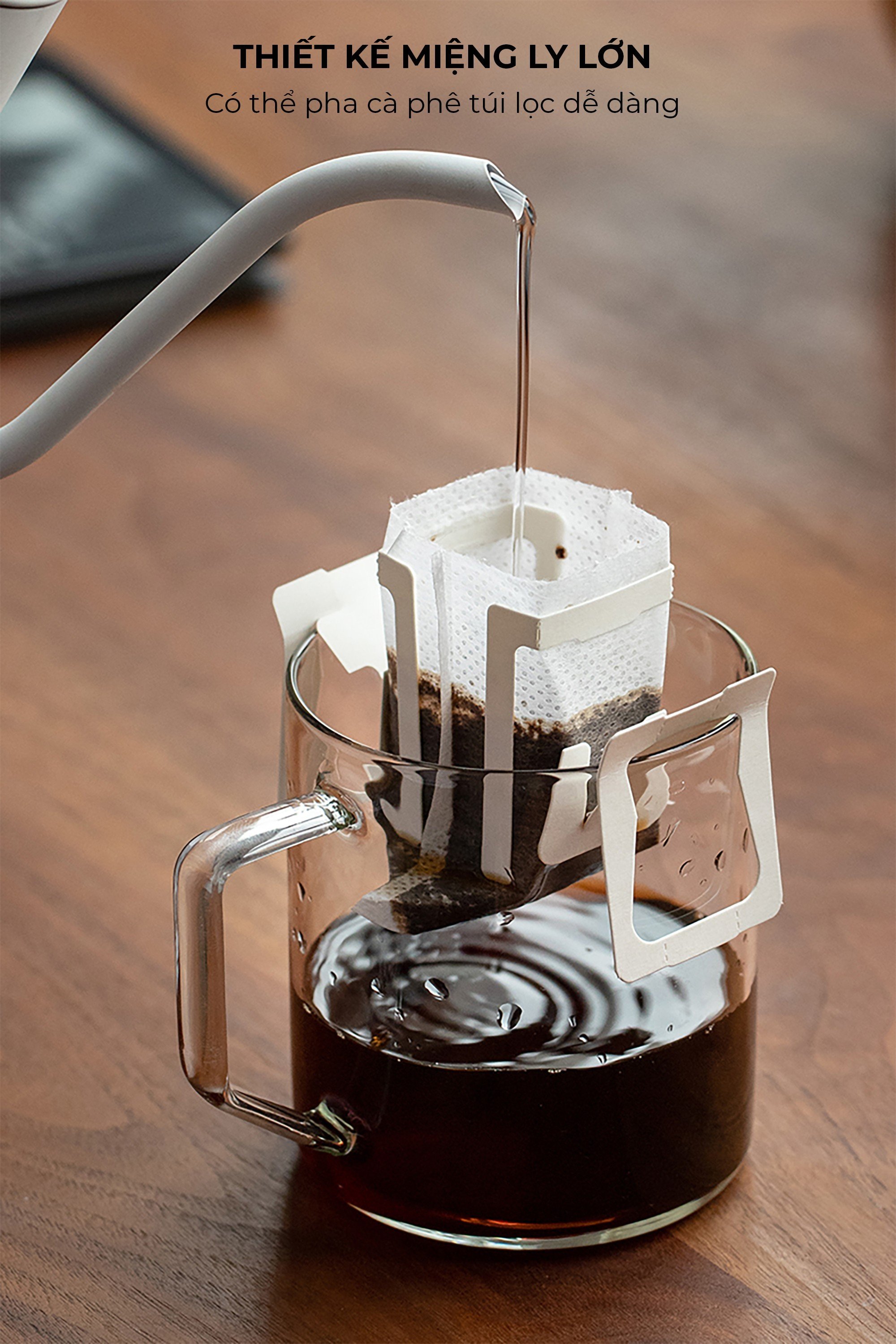 [HCM]Ly thủy tinh uống trà cà phê 360ml Cafede Kona