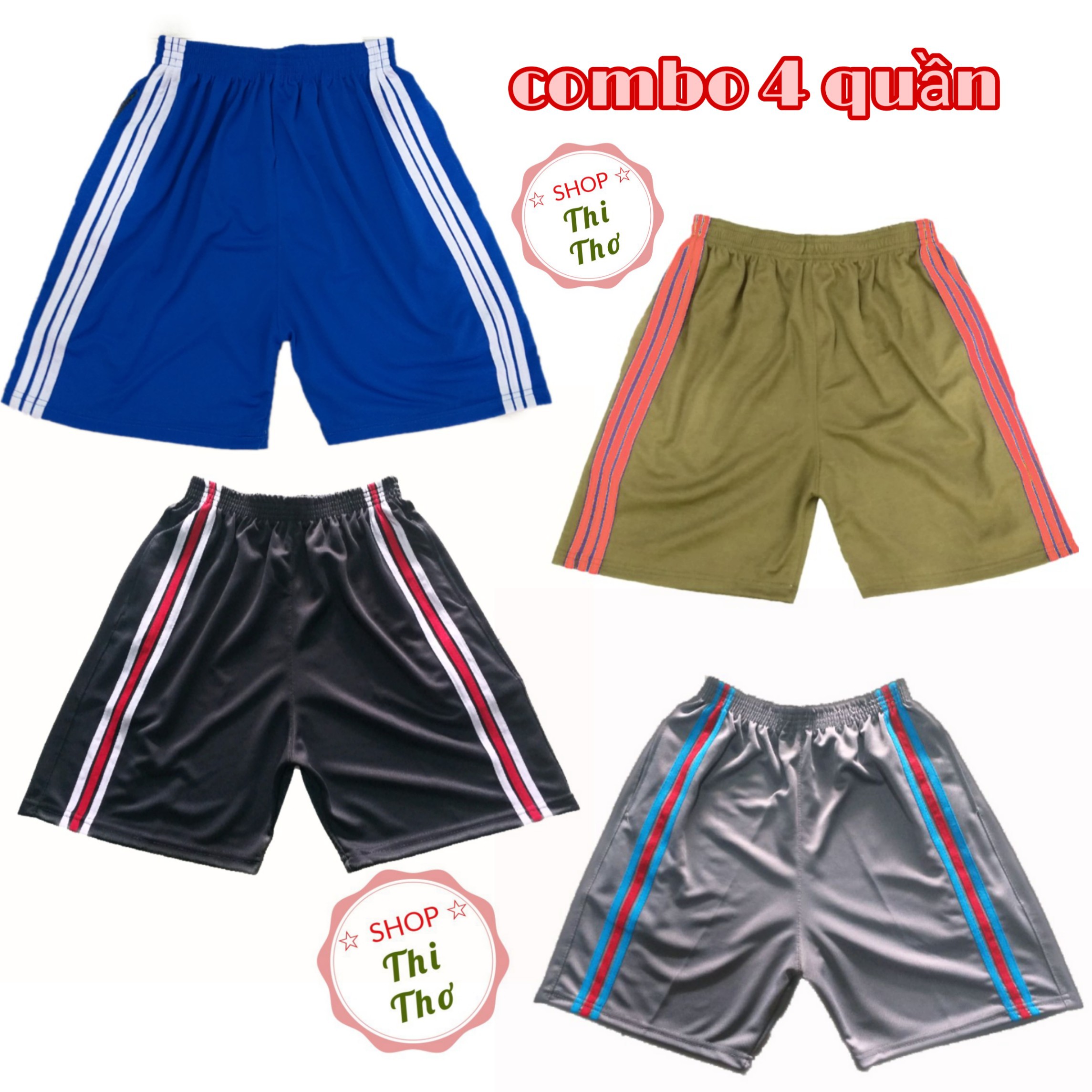 combo 4 quần đùi thun thể thao nam