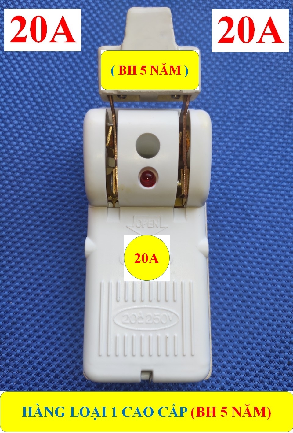 CẦU DAO SỨ 20A 2 PHA (BH 5 NĂM) + Cực ĐỒNG TO đúc 100% HÀNG LOẠI 1 Cao Cấp (bộ 1 sản phẩm)