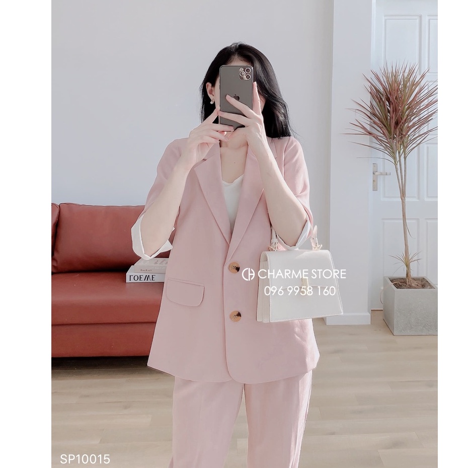Set vest nữ áo tay lỡ thiết kế