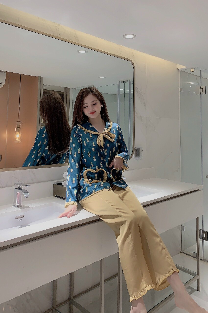[HCM]SÉT BỘ ĐỒ NGỦ LỤA SATIN SIÊU XINH HỌA TIẾT ĐẸP MTB