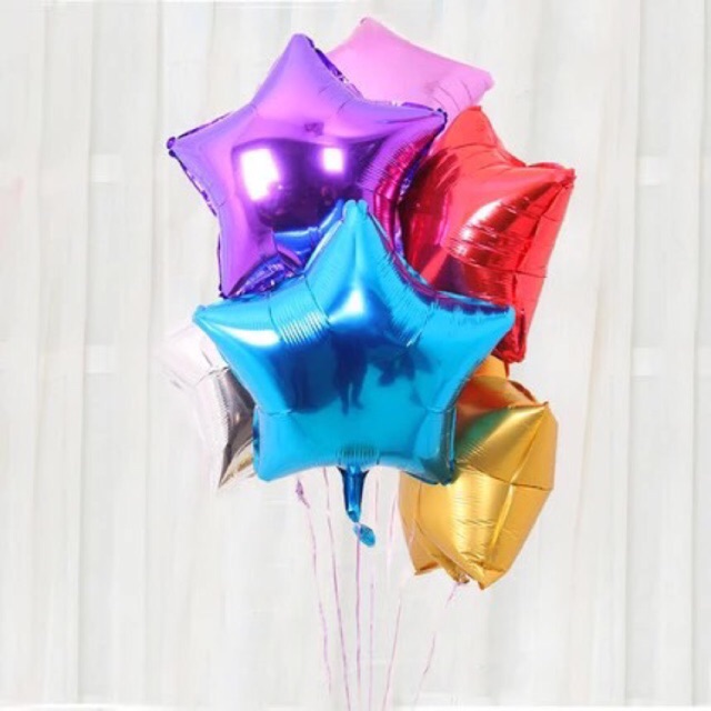 Bong bóng 18" hình ngôi sao/trái tim size to 45cm trang trí tiệc sinh nhật/đám cưới