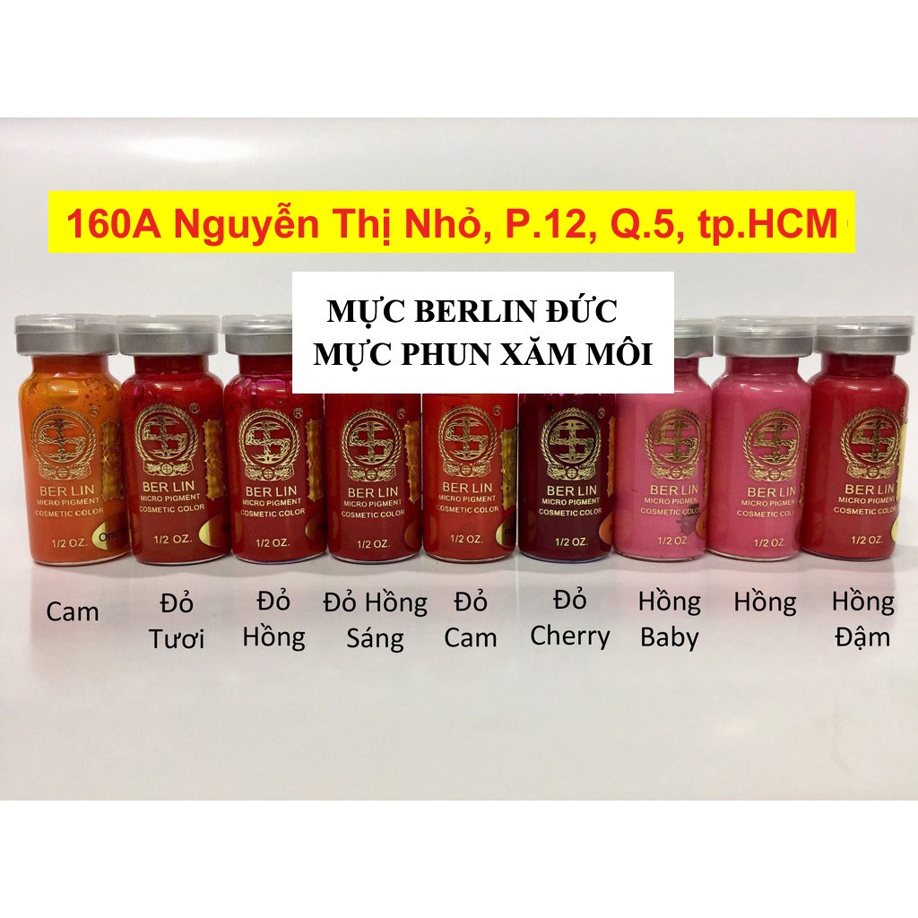 Mực xăm Berlin Môi Mày Mí 10ml - Mực phun xăm Đức siêu bền đẹp lên màu chuẩn