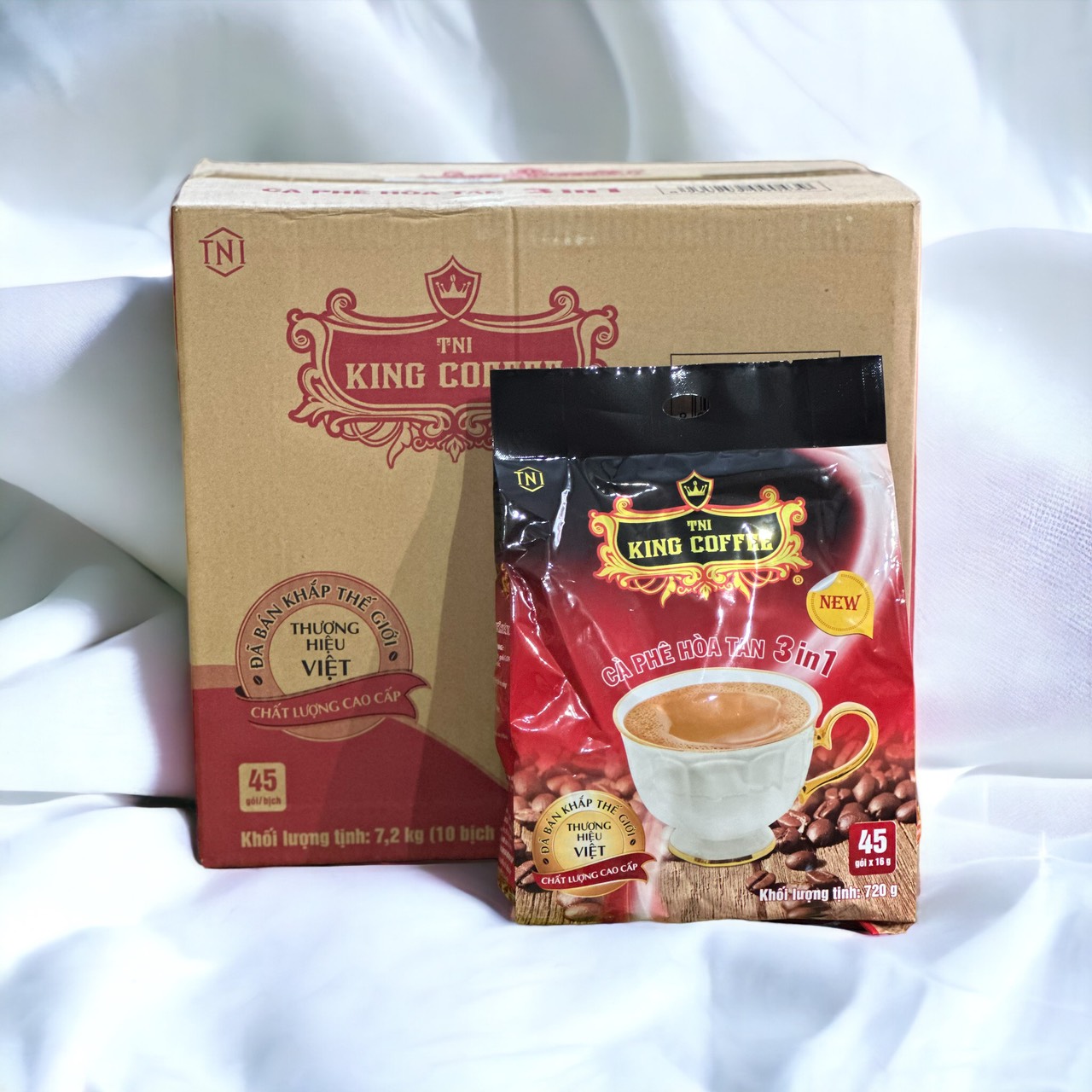 (COMBO 02 TÚI) Cà phê Sữa King Coffee - Túi 45 Gói - Cà phê ÍT SỮA