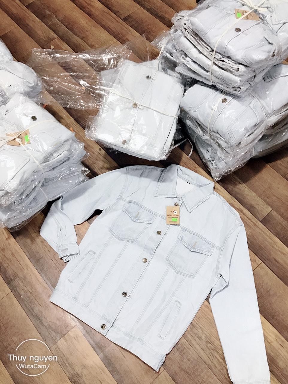 ÁO KHOÁC JEAN NAM - NỮ XANH NHẠT TRƠN CAO CẤP AGH2