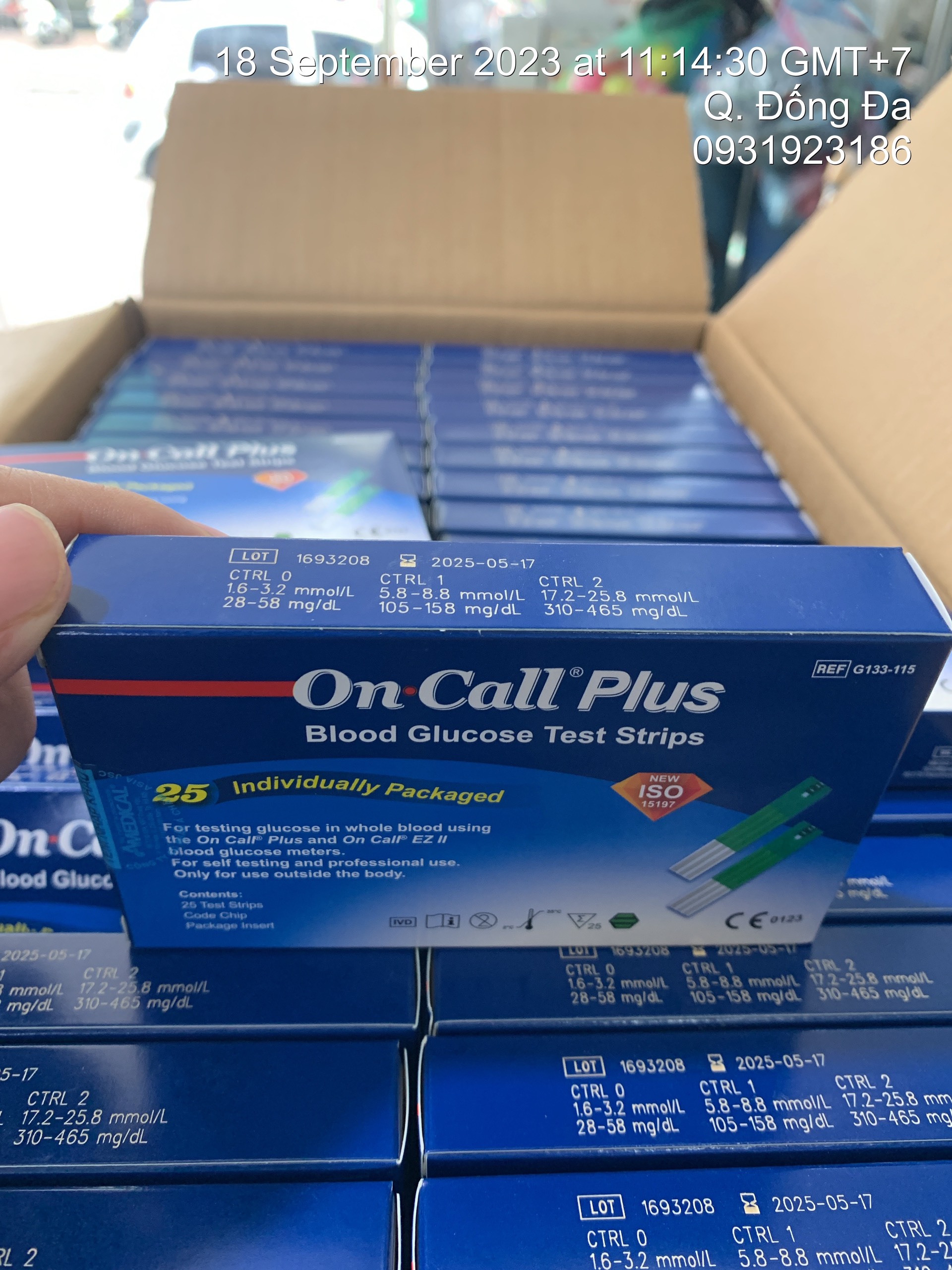 Que thử đường huyết on call plus hộp 25 test