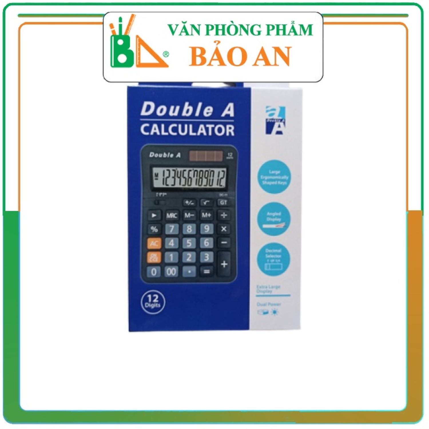 Máy Tính Double A DC-11 ( tặng 1 bút chì Pháp),Màn hình cong hướng tầm mắt giúp người dùng dễ đọc số