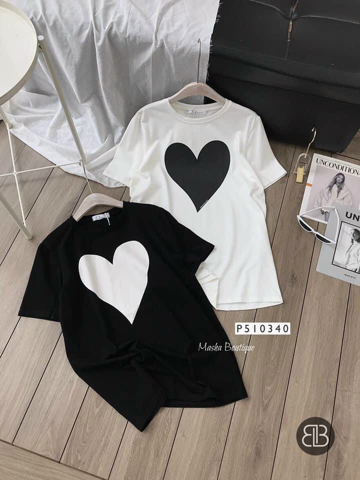 ÁO THUN FORM RỘNG IN HÌNH TRÁI TIM (FREE SIZE) U3.2