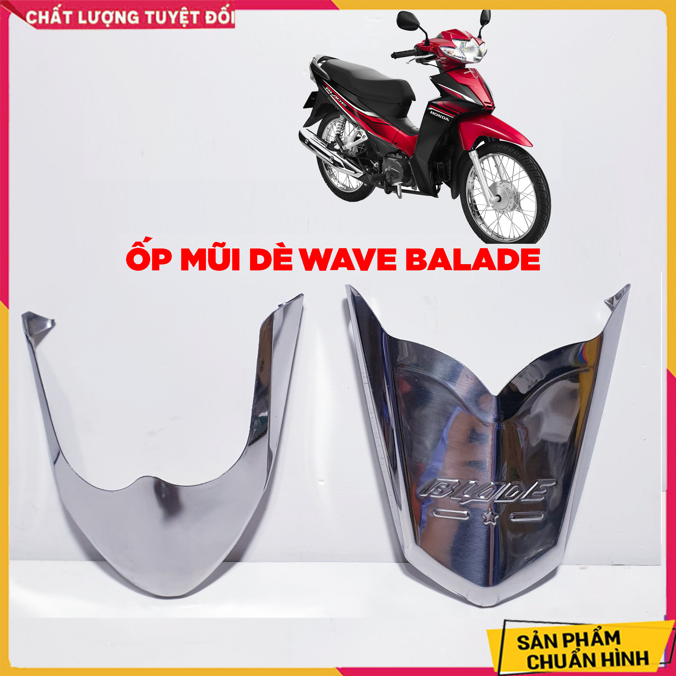 Bộ ốp mỏ dè INOX Xe WAVE BLADE. ( Giá 1 Bộ Trước, Sau )