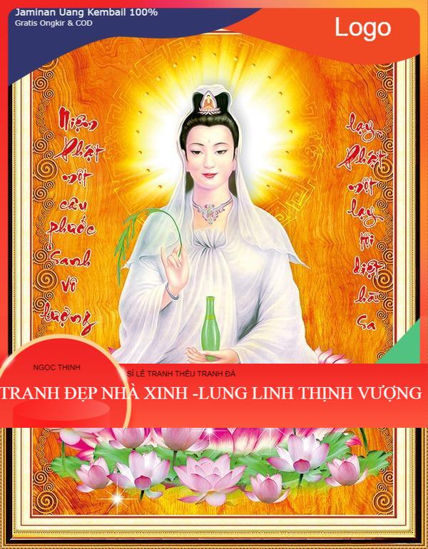 Tranh đính đá phật bà Quan Thế Âm Bồ Tát VS093 Kích thước 75x57cm Siêu Thị Tranh Thêu