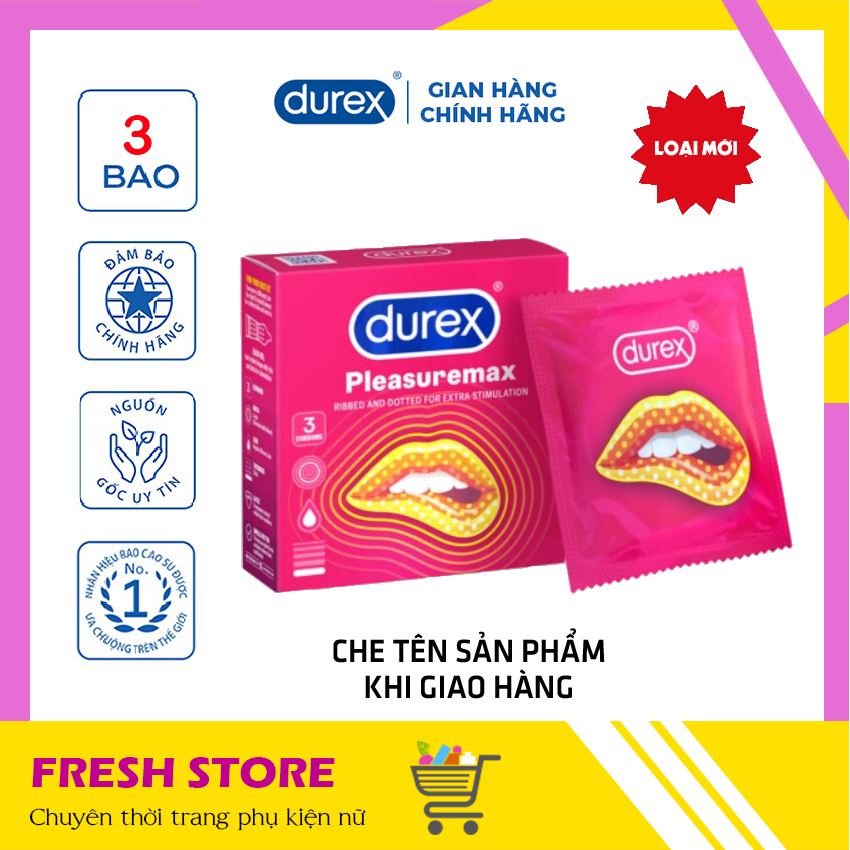 [DUREX CHÍNH HÃNG] Bao Cao Su Nam Durex DU13 Fetherlite Ultima Kingtex Jeans Naughty Performa Chocolate Sensual Strawberry Invisible Extra Pleasuremax Có Gai Vị Dâu Vị Chocolate Hộp 12 3 Chiếc Chính Hãng - FRESHSTORE