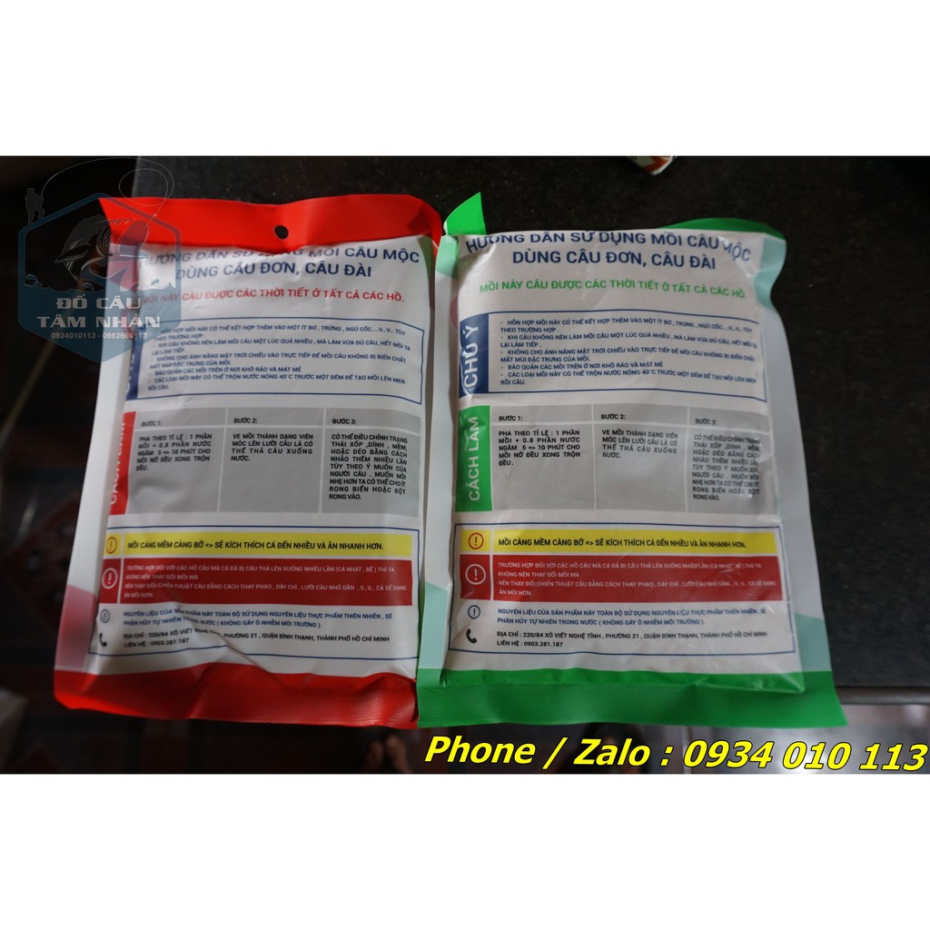 Mồi câu Mộc có xanh và đỏ