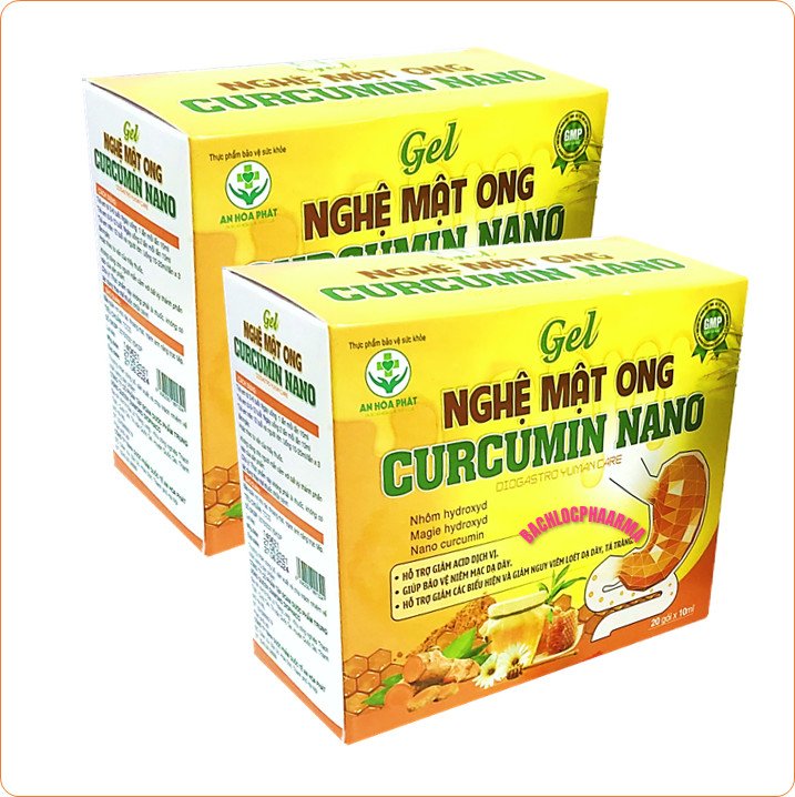 Gel nghê mật ong curcumin nano – giúp giảm acid dịch vị, giảm viêm đau, trào ngược dạ dày – hộp 20 gói