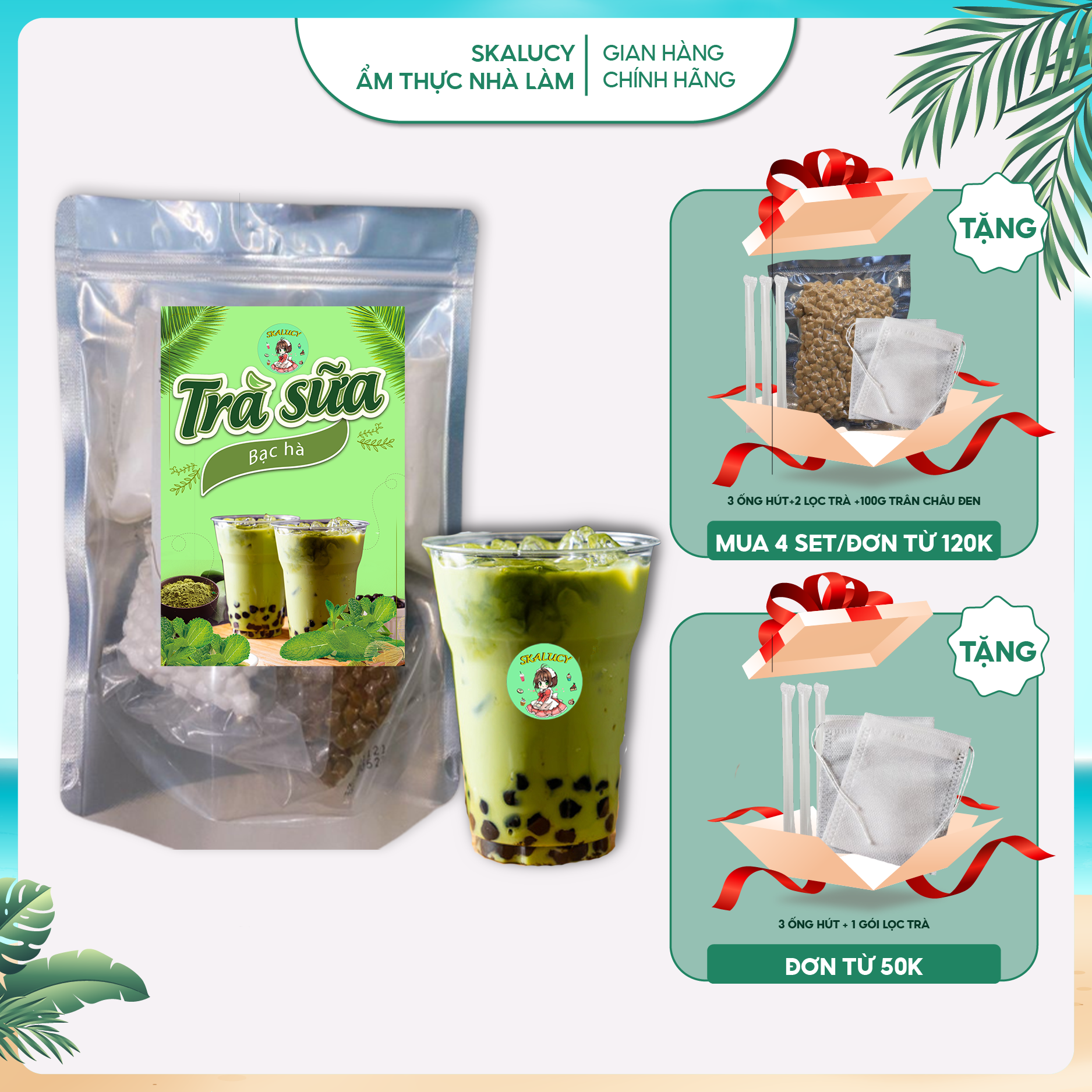 Set trà sữa vị bạc hà béo ngậy nguyên liệu nấu trà sữa bạc hà thơm ngon an toàn set trà sữa nấu được 5-30 cốc