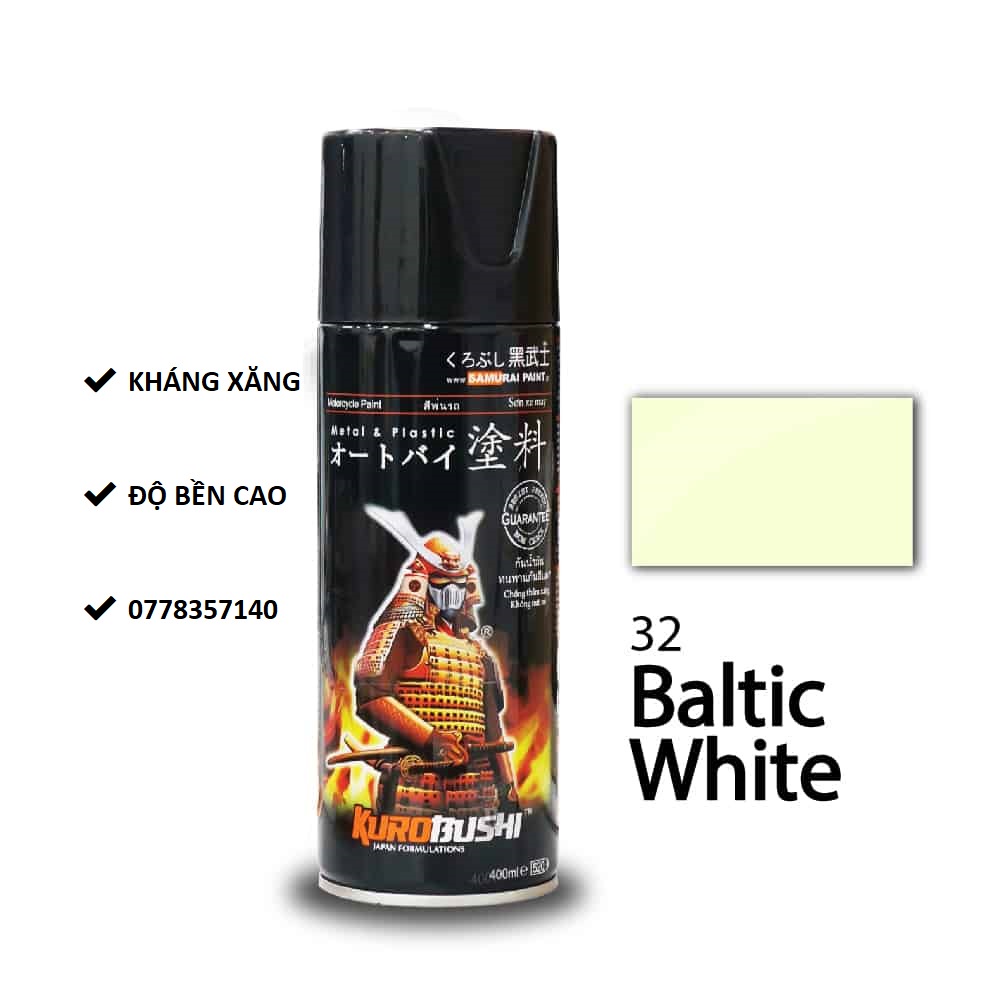 32 Sơn xịt Samurai MÀU TRẮNG BALTIC