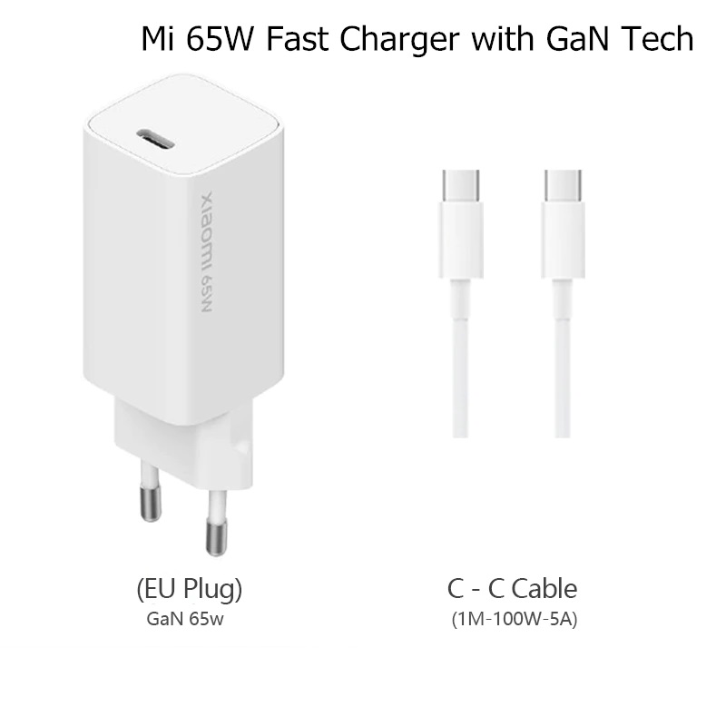 Bộ sạc nhanh xiaomi gan 65w kèm cáp type-c to type-c - hàng chính hãng