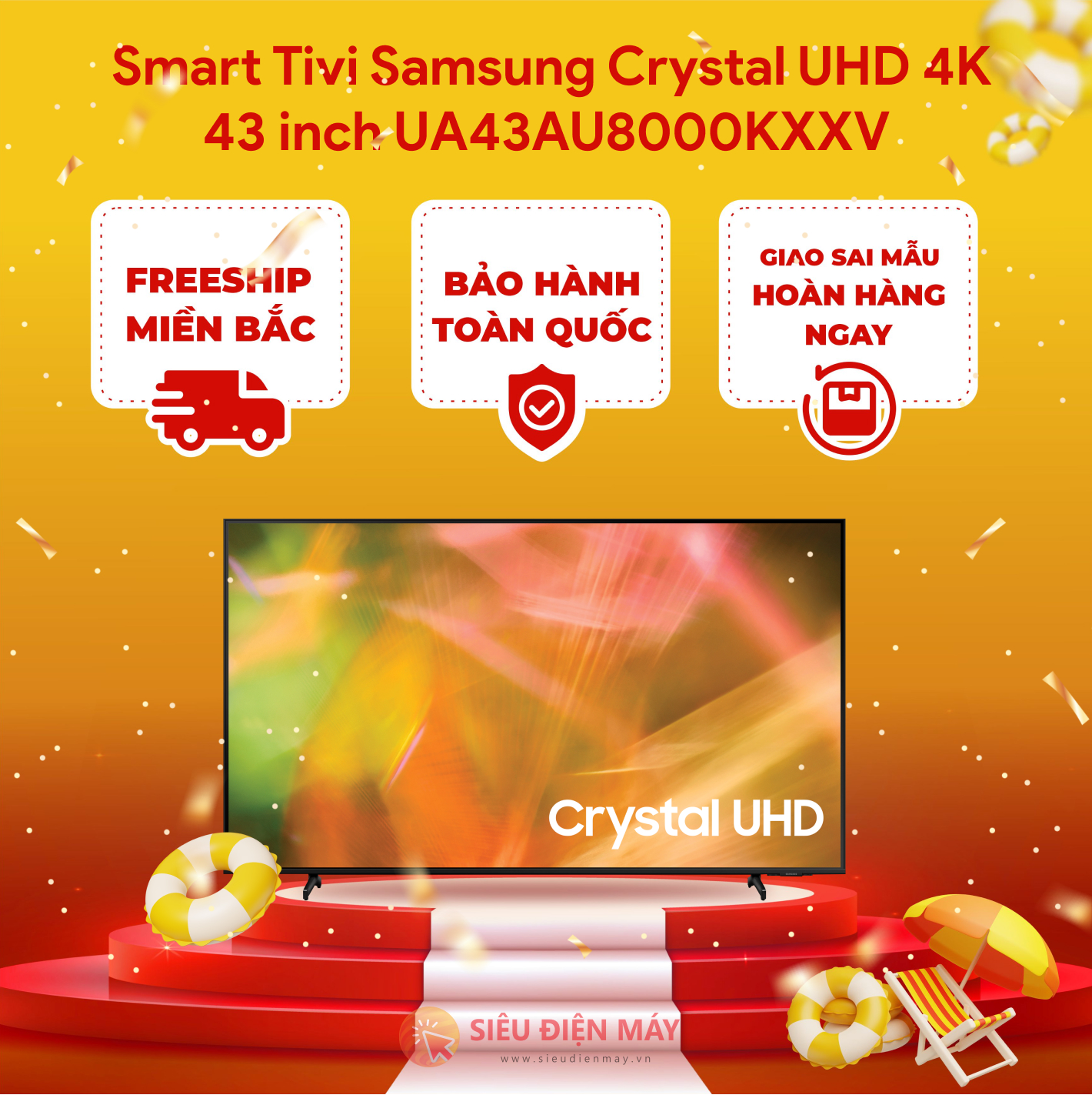 [Miễn phí vận chuyển] Smart Tivi Samsung 4K 43inch 43AU8000