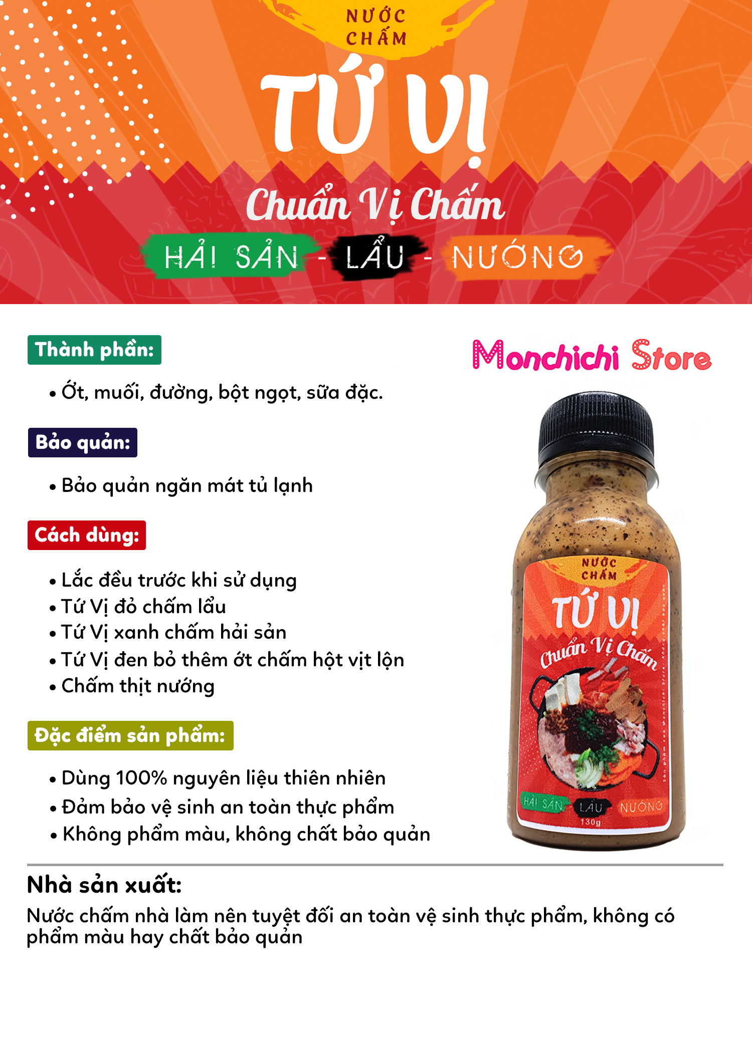 Nước chấm hải sản lẩu thịt nướng Tứ Vị Xanh