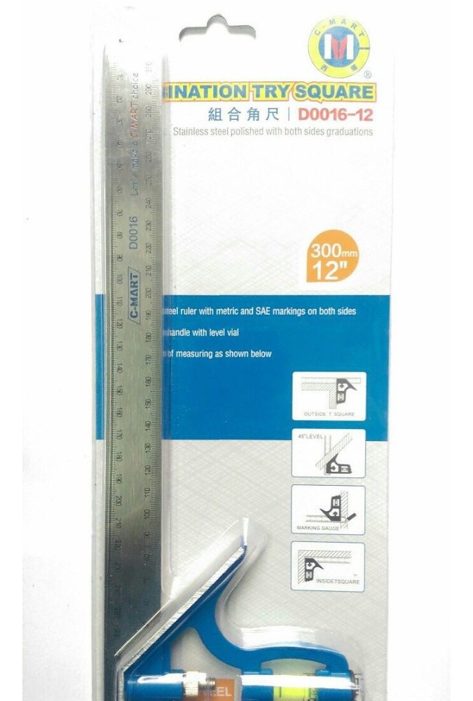Thước ke góc dài 30cm có kèm thước thủy C-Mart