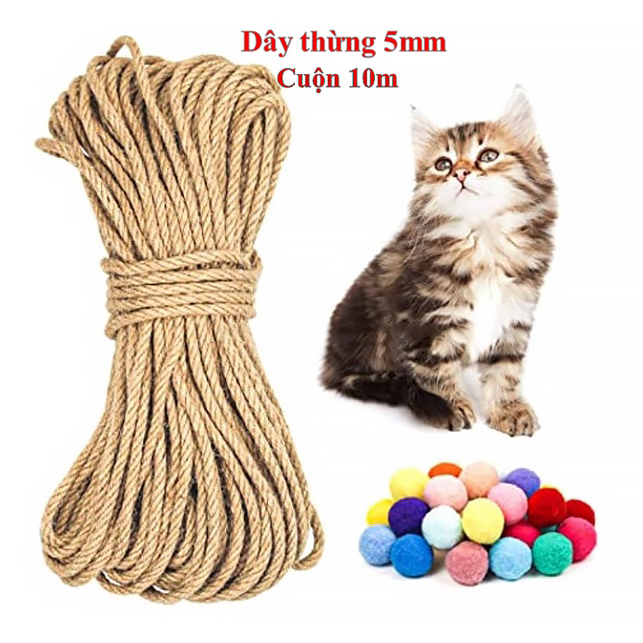 Dây thừng trang trí, làm trụ cào móng mèo - Phụ kiện thú cưng