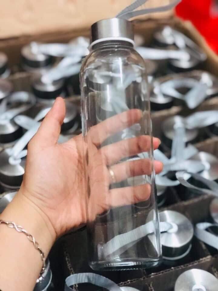 Combo 5 Bình Đựng Nước Thủy Tinh Có Dây Xách 500 Ml