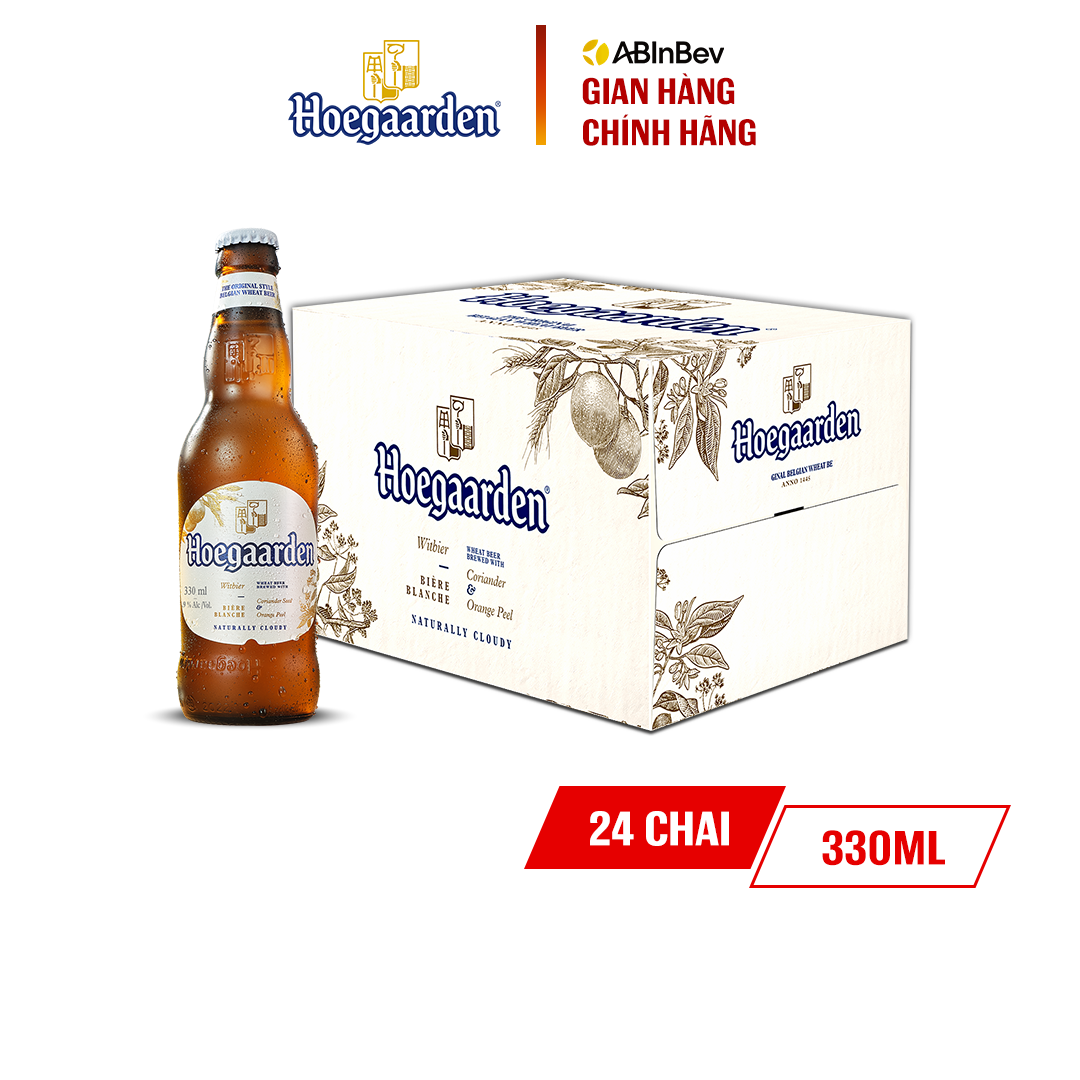 [25.11 - 29.11 VC ĐẾN 100K+FS] Thùng 24 chai bia Hoegaarden White (330ml/chai)
