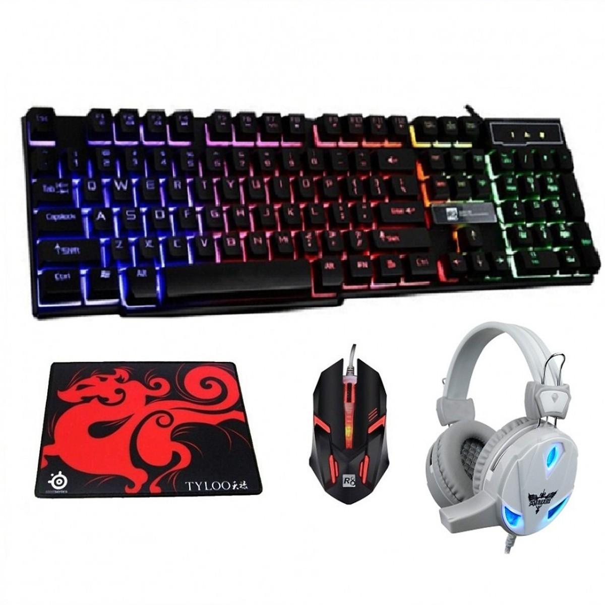 [HCM]Bộ bàn phím giả cơ R8 1822 + Chuột R8 1602 và Tai Nghe Led 2018 + Tặng Kèm Lót Chuột