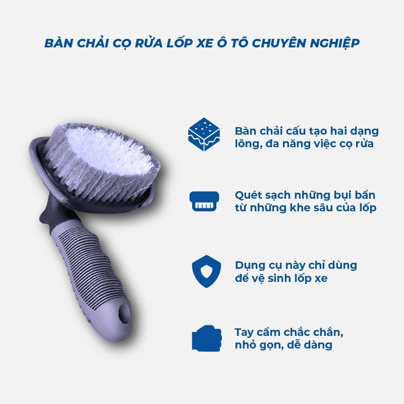 Bàn Chải Cọ Lốp Xe Ô Tô Chuyên Dùng Quét Sạch Bụi Bẩn Bám Ở Những Nơi Khó Vệ Sinh | TAHICO