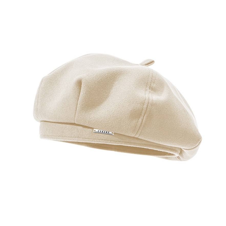 HW® Mũ beret nồi tag kim loại mỏng thời trang chất liệu nỉ cao cấp Hàn
