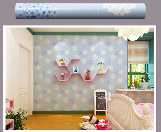 5m Giấy decal cuộn giấy dán tường tú cầu xanh BINBIN DT03(có sẵn keo)