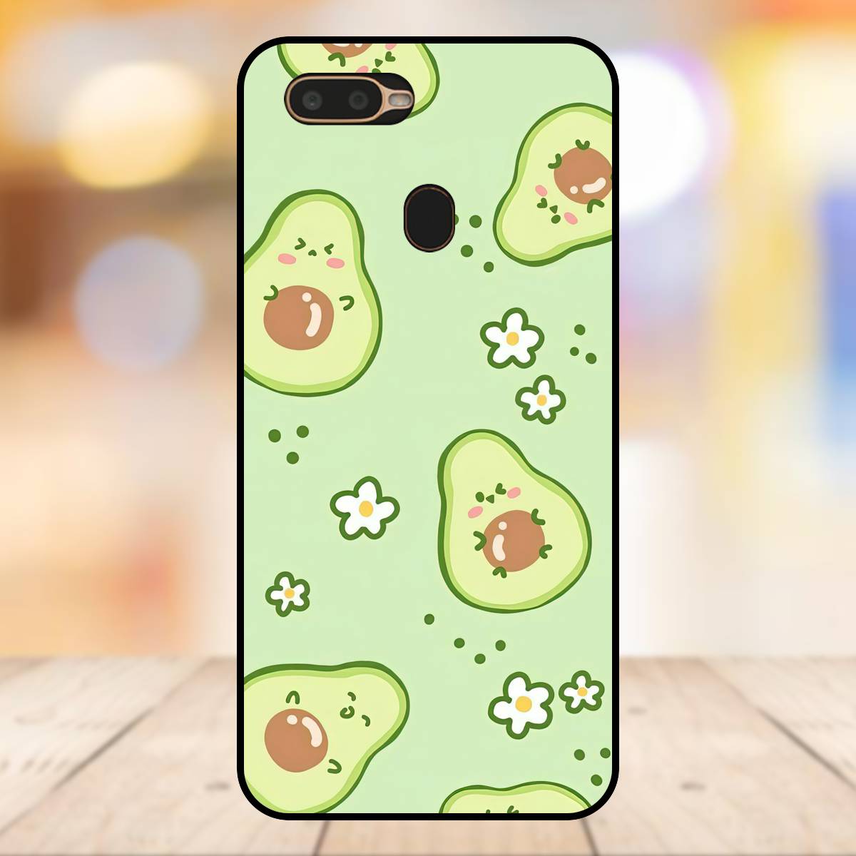 Ốp lưng điện thoại Oppo A5S, A7 viền đen Trái Bơ Cute Avocado