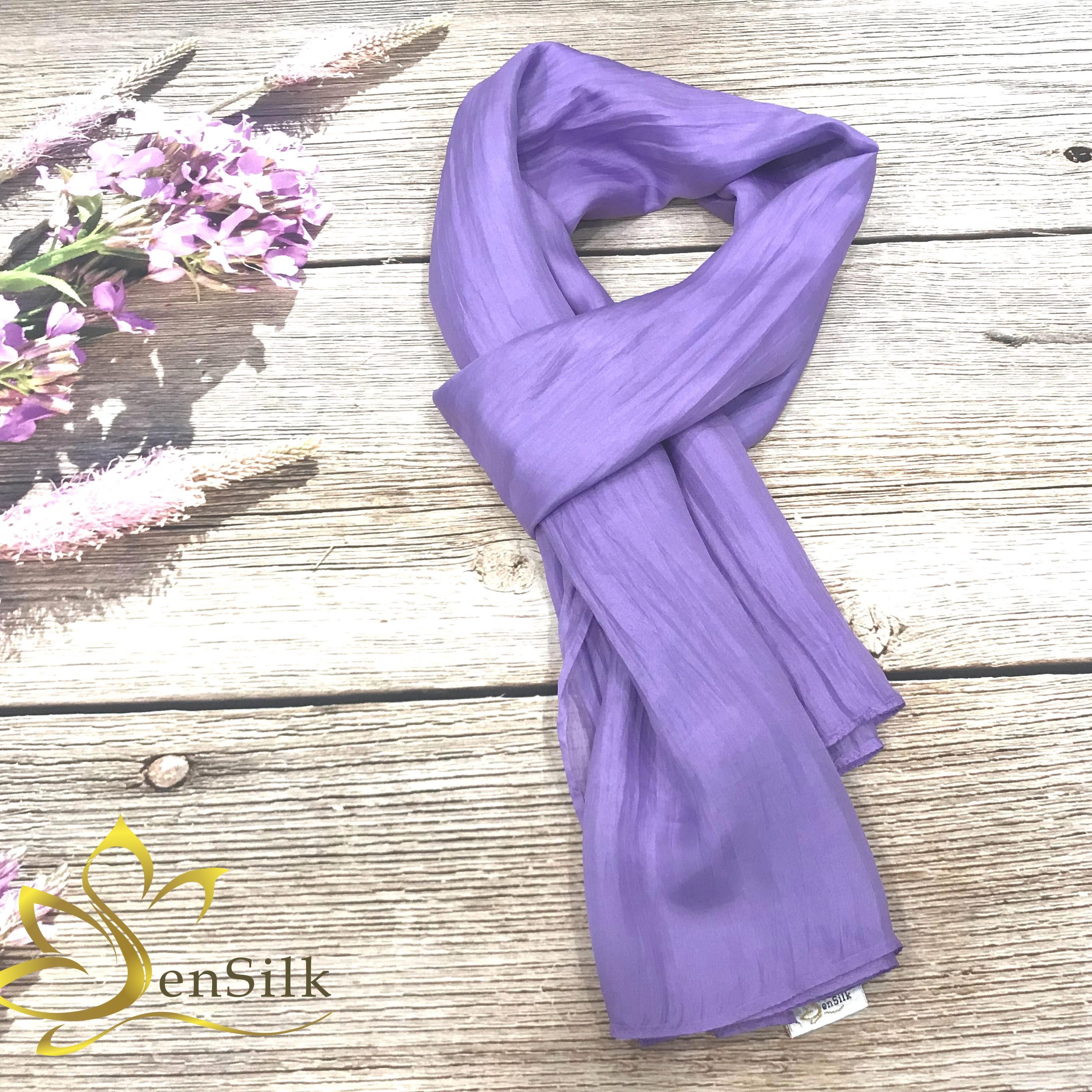 Khăn Choàng Lụa Nha Xá Tím SenSilk Women Gift